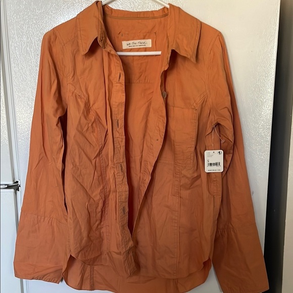 We The Free NWT Small Orange Button-Up Shirt - Picture 1 of 7